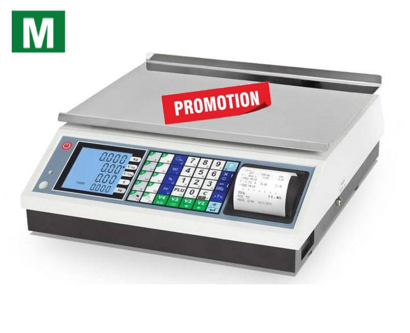 photo d'une balance poids prix à ticket en promotion
