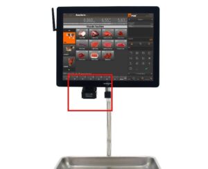 Photo d'un scanner 2D intégré sur une balance suspendue à ticket MARQUES BM5