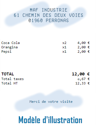 ticket de caisse personnalisable Personnalisation en-tête Ticket